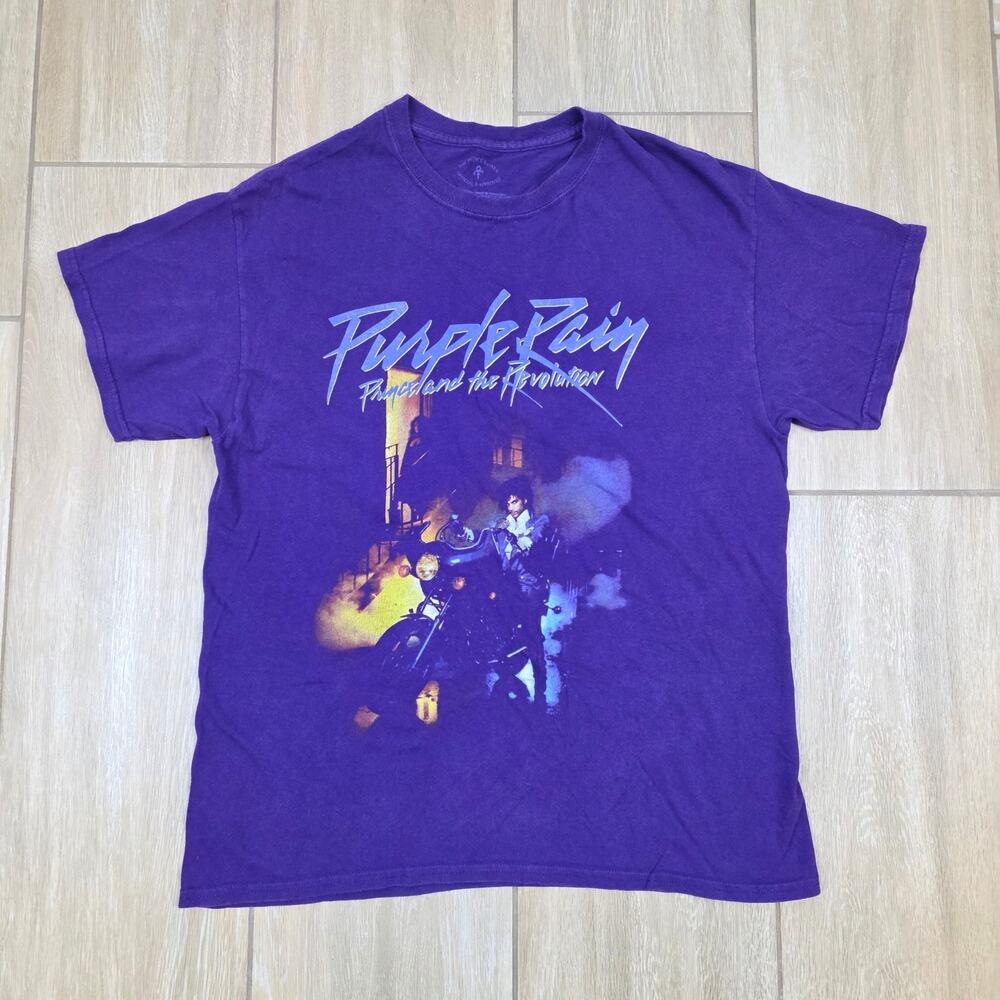 Prince Purple Rain T Shirt Mens L Purple Graphic Band Music Concert Tee